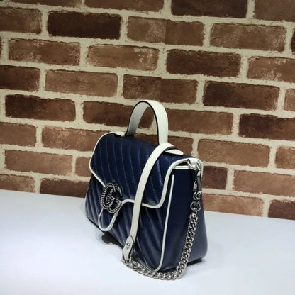 Gucci GG Marmont Top Handle Bag Blue