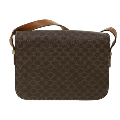 Luxury CELINE Macadam Canvas Shoulder Bag PVC Leather Brown 32152