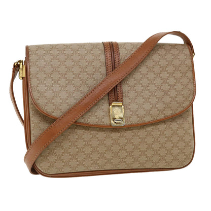 Luxury CELINE Macadam Canvas Shoulder Bag Beige 32455