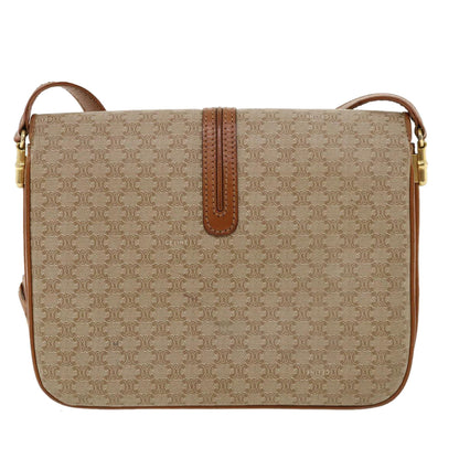 Luxury CELINE Macadam Canvas Shoulder Bag Beige 32455