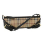 Luxury Burberry Nova Check Shoulder Bag Canvas Leather Beige Auth 32763A