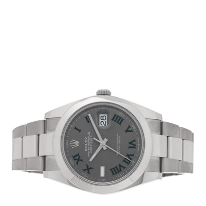 Stainless Steel 41mm Oyster Perpetual Wimbledon Datejust Watch Slate 126300