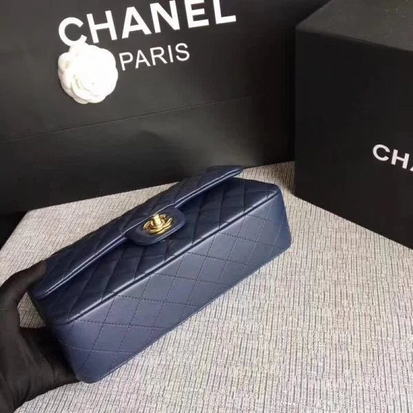 Chanel Classic Double Flap 25 Shoulder Bag Navy Blue