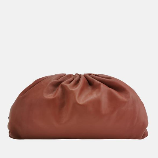 Bottega Veneta Pouch Calfskin Leather Brick Red Large
