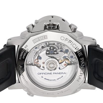 Stainless Steel Rubber 44mm Luminor Rattrapante 1950 Automatic Watch Black PAM00213
