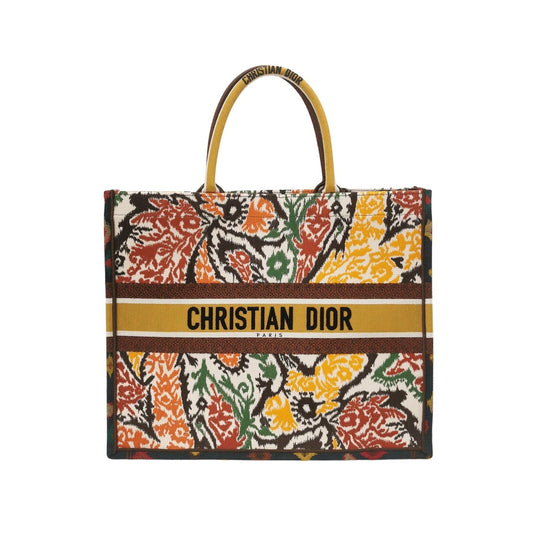 Christian Dior Book Tote Large Multicolour Floral Motif Embroidered Handbag Rovelle Bags