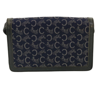 Luxury CELINE C Macadam Canvas Shoulder Bag Navy 33902