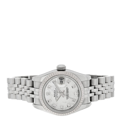 Stainless Steel 18K White Gold Diamond Mother of Pearl 26mm Oyster Perpetual Datejust Watch 179174