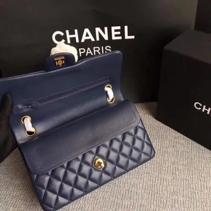 Chanel Classic Double Flap 25 Shoulder Bag Navy Blue