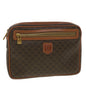 Luxury CELINE Macadam Canvas Clutch Bag PVC Leather Brown 34059
