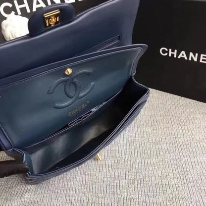 Chanel Classic Double Flap 25 Shoulder Bag Navy Blue