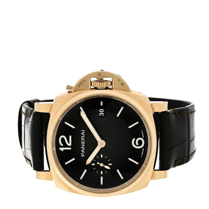 18K Yellow Gold Alligator 42mm Luminor Due Automatic Watch Green PAM01423