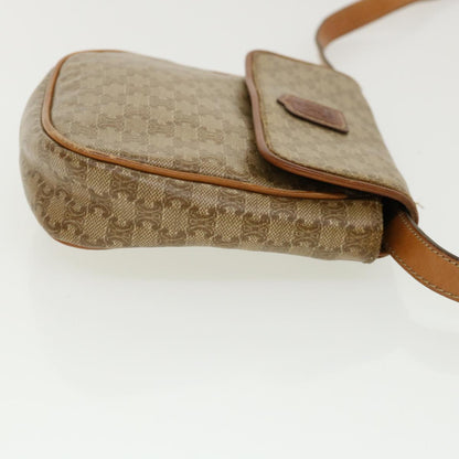 Luxury CELINE Macadam Canvas Shoulder Bag PVC Leather Beige 35355