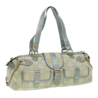 Luxury CELINE Paris Macadam Canvas Shoulder Bag Light Blue 35668