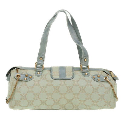 Luxury CELINE Paris Macadam Canvas Shoulder Bag Light Blue 35668