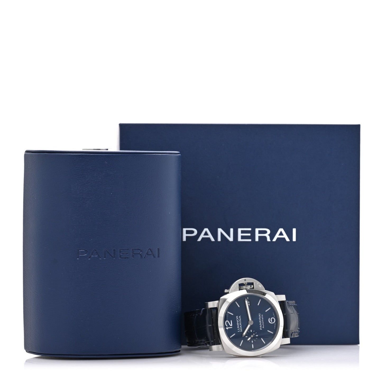 Stainless Steel Alligator 40mm Luminor Quaranta Automatic Watch Blue PAM01370 Blue
