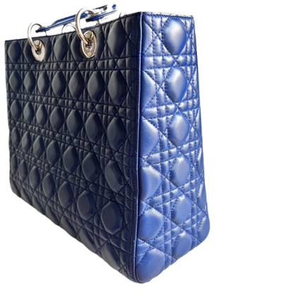 Lady Dior Large Bag Navy Lambskin Cannage Leather Rovelle Bags
