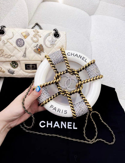 Chanel Luxury Leather Gold Handbag Rovelle Bags