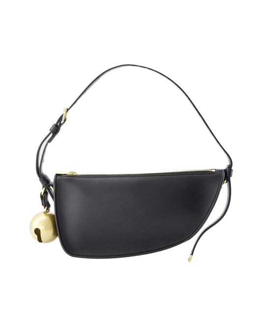 Burberry Curved with Leather Black Shoulder Bag