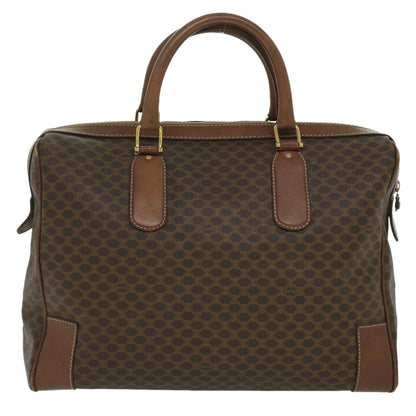 Luxury CELINE Macadam Canvas Boston Bag PVC Leather Brown 36617