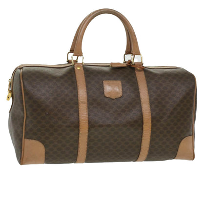 Luxury CELINE Macadam Canvas Boston Bag PVC Leather Brown 36671