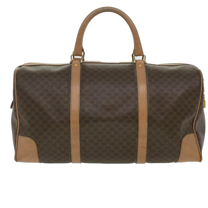Luxury CELINE Macadam Canvas Boston Bag PVC Leather Brown 36671