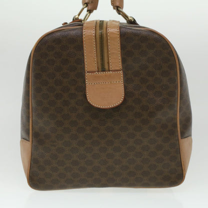 Luxury CELINE Macadam Canvas Boston Bag PVC Leather Brown 36671