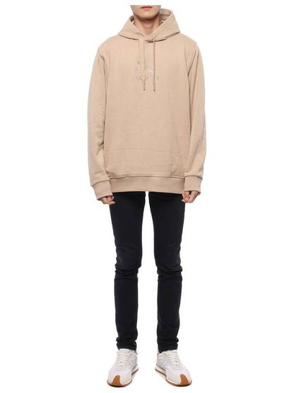 Luxury Burberry Embroidered EKD Cotton Hoodie Beige