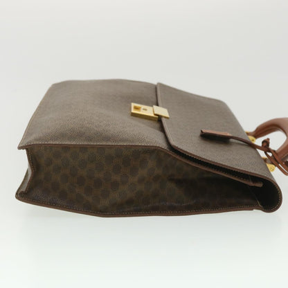 Luxury CELINE Macadam Canvas Hand Bag PVC Leather Brown 37308