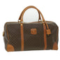Luxury CELINE Macadam Canvas Boston Bag PVC Leather Brown 37395