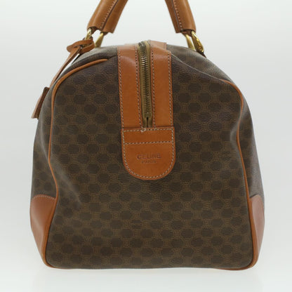 Luxury CELINE Macadam Canvas Boston Bag PVC Leather Brown 37395