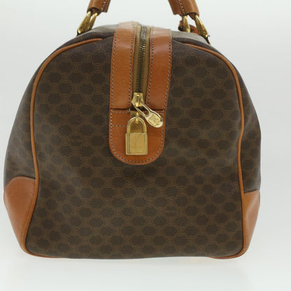 Luxury CELINE Macadam Canvas Boston Bag PVC Leather Brown 37395