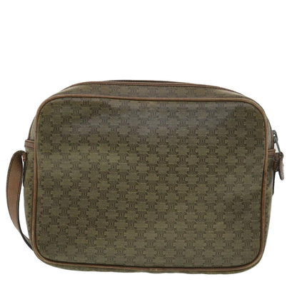 Luxury CELINE Macadam Canvas Shoulder Bag PVC Leather Beige 37414