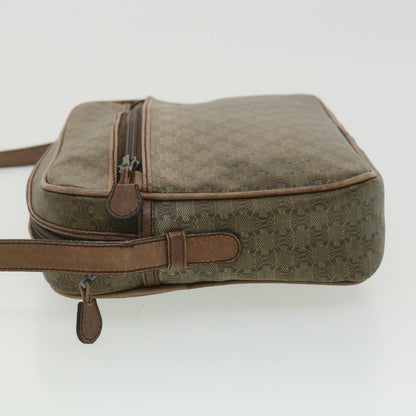 Luxury CELINE Macadam Canvas Shoulder Bag PVC Leather Beige 37414