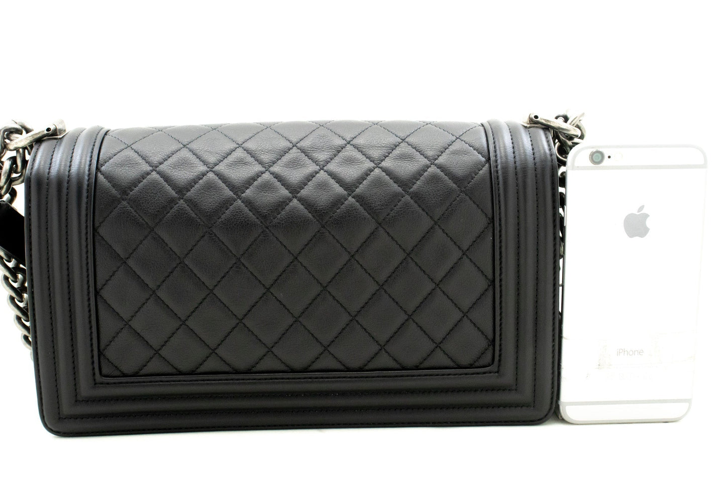 Chanel Boy Chain Shoulder Bag Black Quilted Flap Calfskin Leather Rovelle Bags