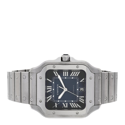 Stainless Steel Alligator 39.8mm Santos De Cartier Automatic Watch Blue