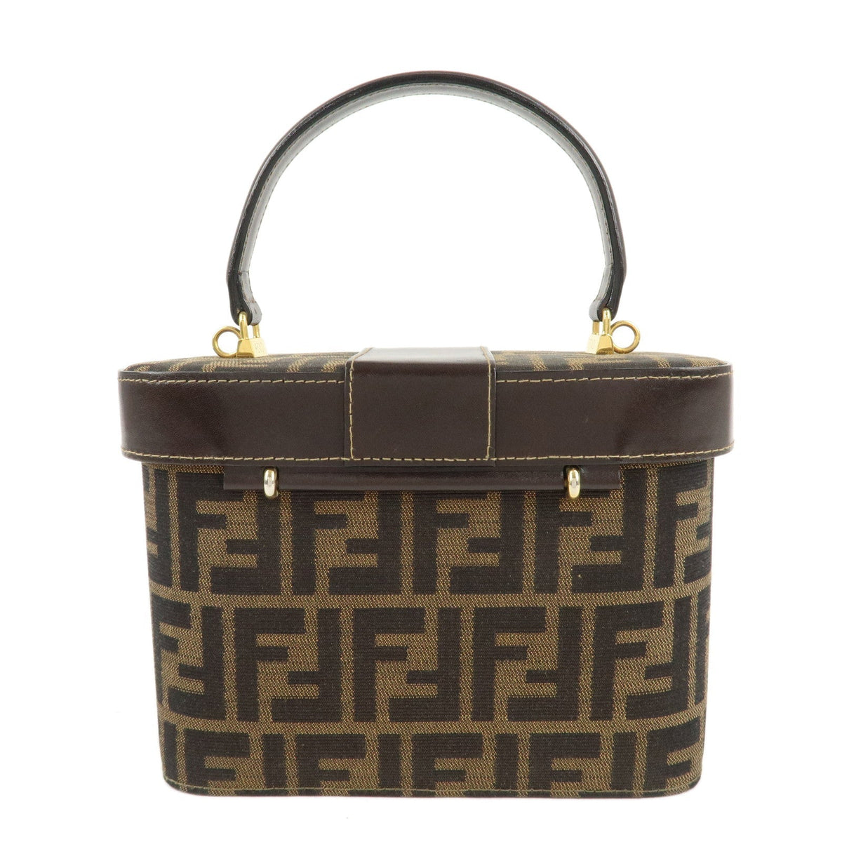 FENDI Zucca Canvas Leather 2Way Vanity Bag Brown Black 914931 Rovelle Bags