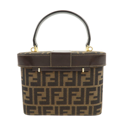 FENDI Zucca Canvas Leather 2Way Vanity Bag Brown Black 914931 Rovelle Bags