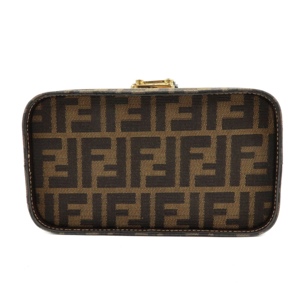 FENDI Zucca Canvas Leather 2Way Vanity Bag Brown Black 914931 Rovelle Bags