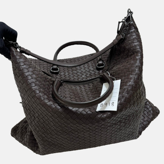Bottega Veneta Maxi Convertible Tote Bag Hobo Milk Chocolate Brown Leather Two-way Carry 50cm