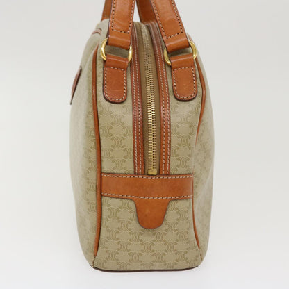 Luxury CELINE Macadam Canvas Hand Bag PVC Leather Beige 38694