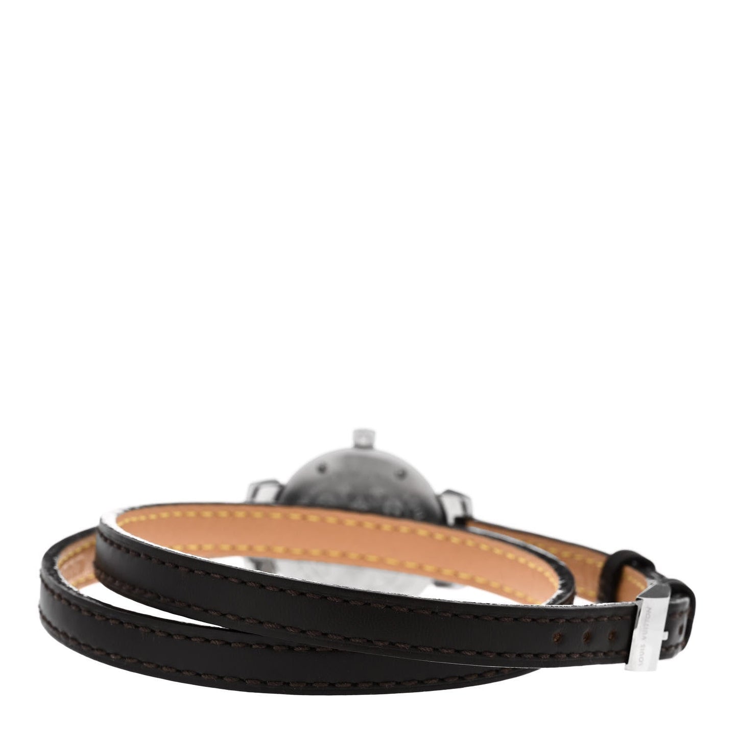 Stainless Steel Calfskin 28mm Tambour Triple Wrap Quartz Watch Brown
