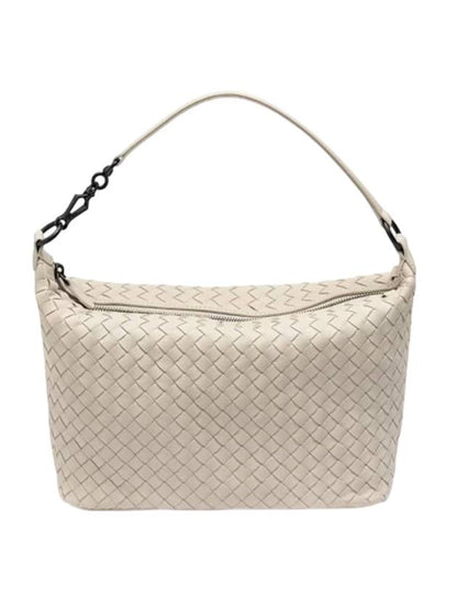Luxury Bottega Veneta Intrecciato Leather Shoulder Bag Cream