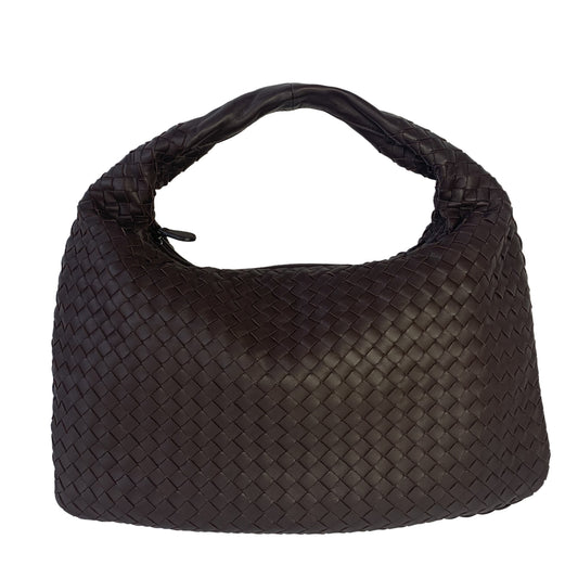 Bottega Veneta Intrecciato Hobo Bag Medium Chocolate Brown Lambskin leather
