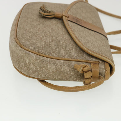 Luxury CELINE Macadam Canvas Shoulder Bag PVC Leather Beige 39182