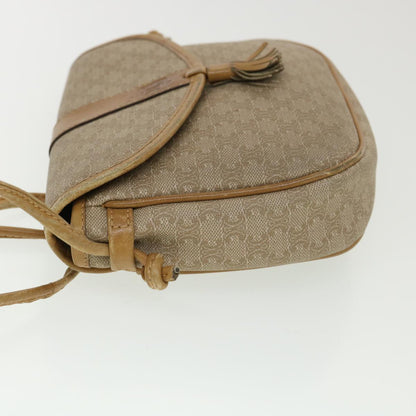 Luxury CELINE Macadam Canvas Shoulder Bag PVC Leather Beige 39182