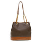Luxury CELINE Macadam Canvas Shoulder Bag PVC Leather Brown 39461