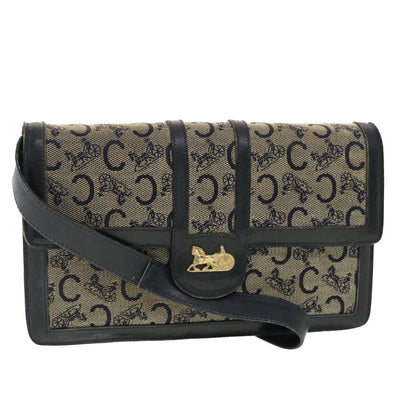 Luxury CELINE C Macadam Canvas Shoulder Bag Navy 39617