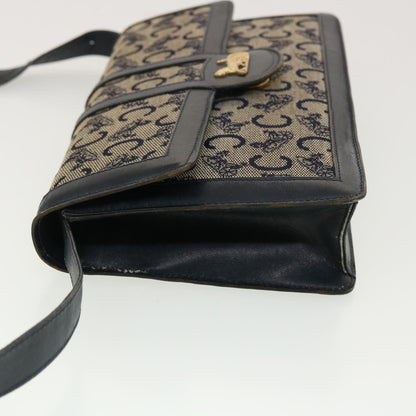 Luxury CELINE C Macadam Canvas Shoulder Bag Navy 39617