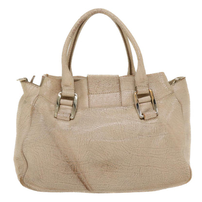 Luxury CELINE Hand Bag Leather 2way Beige 39619